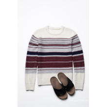 Wholesale Long Sleeve Round Neck Striped Knitting Men Sweater